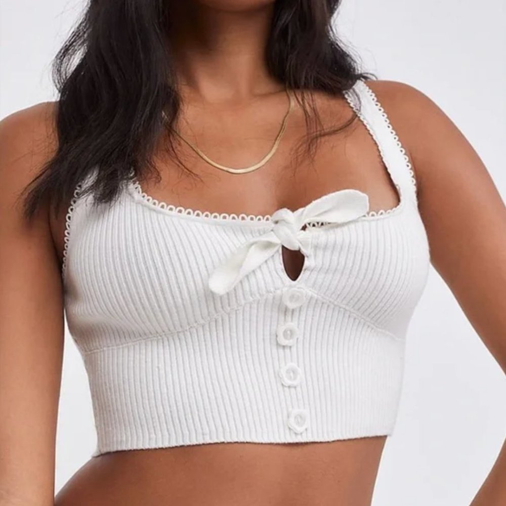 FOR LOVE & LEMONS | White Pointelle Tank Size Medium